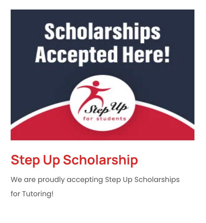 Banner announcement showing that the Step Up for Students Scholarships are accepted here.